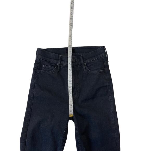 Mother High Waist Rascal Top Fray Whip Fringe Skinny Black Jeans Size 24 - Picture 9 of 14